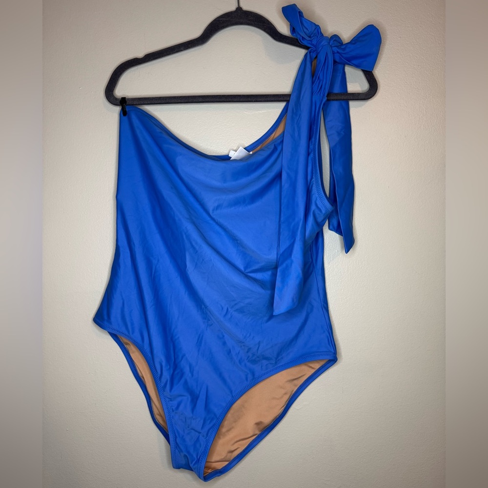 J.Crew One Shoulder Tie One Piece Swimsuit Blue Size 16